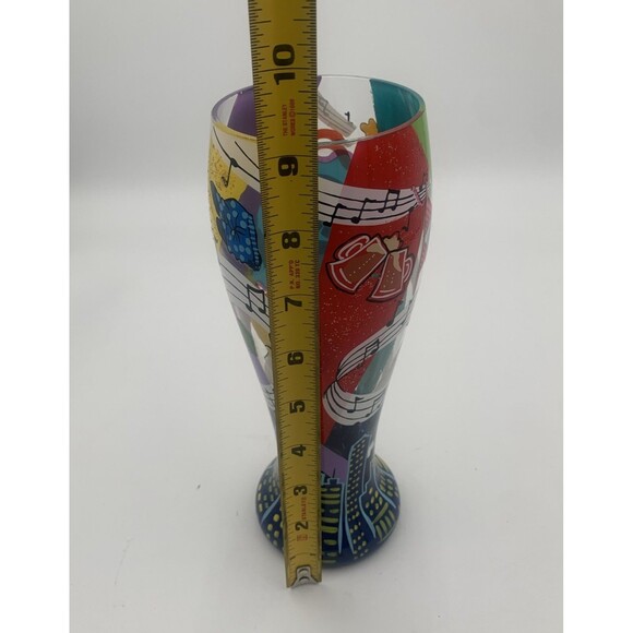 Vintage Pilsner Glass Decorated Phase”Party Animal”Music Notes & Cityscapes. - Picture 7 of 7